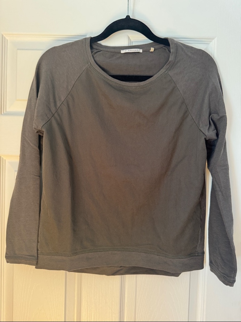 Tahari Slate Gray Textured Raglan Pullover